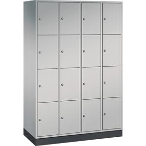 C+P INTRO stalen lockerkast, vakhoogte 435 mm, b x d = 1220 x 500 mm, 16 vakken, kastframe blank aluminiumkleurig, deuren blank aluminiumkleurig