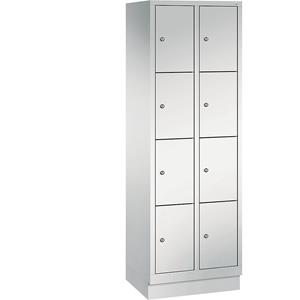 C+P CLASSIC Fächerschrank mit Sockel, 2 Abteile, je 4 Fächer, Abteilbreite 300 mm, lichtgrau