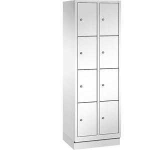 C+P CLASSIC Fächerschrank mit Sockel, 2 Abteile, je 4 Fächer, Abteilbreite 300 mm, verkehrsweiß