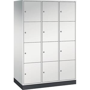C+P INTRO stalen lockerkast, vakhoogte 435 mm, b x d = 1220 x 600 mm, 12 vakken, kastframe lichtgrijs, deuren lichtgrijs