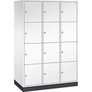 C+P INTRO Stahl-Schließfachschrank, Fachhöhe 435 mm, BxT 1220 x 600 mm, 12 Fächer, Korpus reinweiß, Türen reinweiß