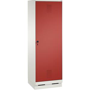 C+P EVOLO Garderobenschrank, Tür über 2 Abteile, mit Sockel, 2 Abteile, 1 Tür, Abteilbreite 300 mm, verkehrsweiß / feuerrot