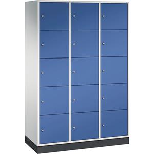 C+P INTRO stalen lockerkast, vakhoogte 345 mm, b x d = 1220 x 500 mm, 15 vakken, kastframe lichtgrijs, deuren gentiaanblauw