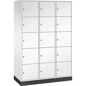 C+P INTRO Stahl-Schließfachschrank, Fachhöhe 345 mm, BxT 1220 x 500 mm, 15 Fächer, Korpus reinweiß, Türen reinweiß