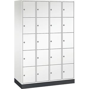 C+P INTRO Stahl-Schließfachschrank, Fachhöhe 345 mm, BxT 1220 x 500 mm, 20 Fächer, Korpus reinweiß, Türen reinweiß