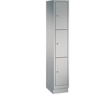 C+P CLASSIC Fächerschrank mit Sockel, 1 Abteil, 3 Fächer, Abteilbreite 300 mm, weißaluminium