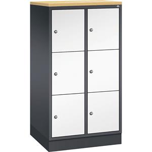 C+P INTRO Stahl-Schließfachschrank, Fachhöhe 345 mm, BxT 620 x 500 mm, 6 Fächer, Korpus schwarzgrau, Türen reinweiß