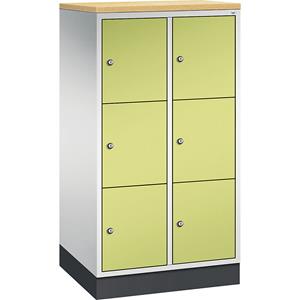 C+P INTRO Stahl-Schließfachschrank, Fachhöhe 345 mm, BxT 620 x 500 mm, 6 Fächer, Korpus lichtgrau, Türen viridingrün