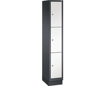 C+P CLASSIC Fächerschrank mit Sockel, 1 Abteil, 3 Fächer, Abteilbreite 300 mm, schwarzgrau / verkehrsweiß