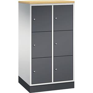 C+P INTRO Stahl-Schließfachschrank, Fachhöhe 345 mm, BxT 620 x 500 mm, 6 Fächer, Korpus lichtgrau, Türen schwarzgrau
