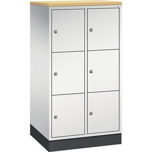 C+P INTRO Stahl-Schließfachschrank, Fachhöhe 345 mm, BxT 620 x 500 mm, 6 Fächer, Korpus lichtgrau, Türen lichtgrau