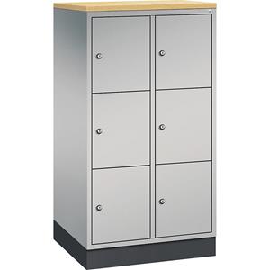 C+P INTRO Stahl-Schließfachschrank, Fachhöhe 345 mm, BxT 620 x 500 mm, 6 Fächer, Korpus weißaluminium, Türen weißaluminium