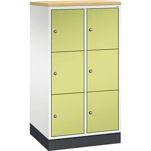C+P INTRO Stahl-Schließfachschrank, Fachhöhe 345 mm, BxT 620 x 500 mm, 6 Fächer, Korpus reinweiß, Türen viridingrün