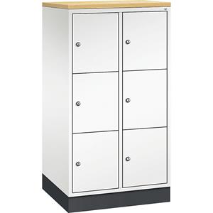 C+P INTRO Stahl-Schließfachschrank, Fachhöhe 345 mm, BxT 620 x 500 mm, 6 Fächer, Korpus reinweiß, Türen reinweiß