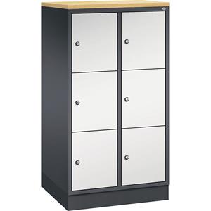 C+P INTRO Stahl-Schließfachschrank, Fachhöhe 345 mm, BxT 620 x 500 mm, 6 Fächer, Korpus schwarzgrau, Türen lichtgrau