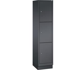 C+P CLASSIC Fächerschrank mit Sockel, 1 Abteil, 3 Fächer, Abteilbreite 400 mm, schwarzgrau