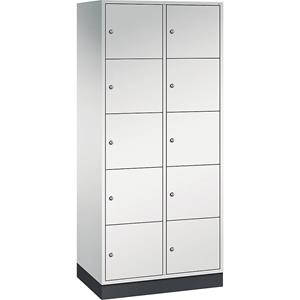 C+P INTRO stalen lockerkast, vakhoogte 345 mm, b x d = 820 x 500 mm, 10 vakken, kastframe lichtgrijs, deuren lichtgrijs