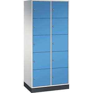 C+P INTRO stalen lockerkast, vakhoogte 345 mm, b x d = 820 x 500 mm, 10 vakken, kastframe lichtgrijs, deuren lichtblauw