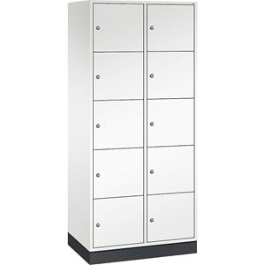 C+P INTRO Stahl-Schließfachschrank, Fachhöhe 345 mm, BxT 820 x 500 mm, 10 Fächer, Korpus reinweiß, Türen reinweiß