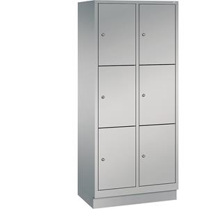 C+P Vakkenkast CLASSIC met sokkel, 2 afdelingen, elk 3 vakken, afdelingsbreedte 400 mm, blank aluminiumkleurig