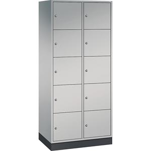C+P INTRO Stahl-Schließfachschrank, Fachhöhe 345 mm, BxT 820 x 500 mm, 10 Fächer, Korpus weißaluminium, Türen weißaluminium