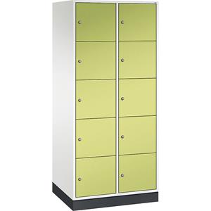 C+P INTRO Stahl-Schließfachschrank, Fachhöhe 345 mm, BxT 820 x 600 mm, 10 Fächer, Korpus reinweiß, Türen viridingrün
