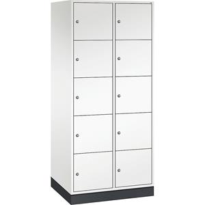 C+P INTRO Stahl-Schließfachschrank, Fachhöhe 345 mm, BxT 820 x 600 mm, 10 Fächer, Korpus reinweiß, Türen reinweiß
