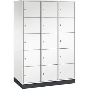 C+P INTRO Stahl-Schließfachschrank, Fachhöhe 345 mm, BxT 1220 x 600 mm, 15 Fächer, Korpus reinweiß, Türen reinweiß