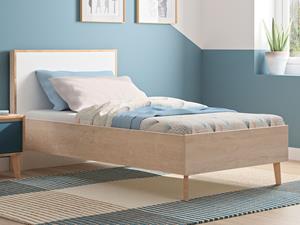 Mobistoxx Bed LARRY 90x190 cm lichte eik/wit