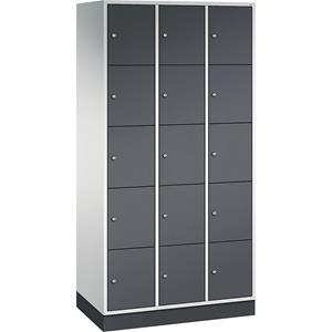C+P INTRO stalen lockerkast, vakhoogte 345 mm, b x d = 920 x 500 mm, 15 vakken, kastframe lichtgrijs, deuren zwartgrijs