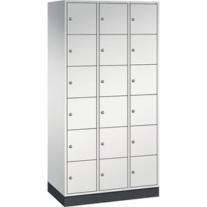 C+P INTRO stalen lockerkast, vakhoogte 285 mm, b x d = 920 x 500 mm, 18 vakken, kastframe lichtgrijs, deuren lichtgrijs