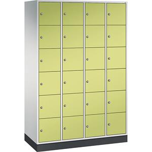 C+P INTRO Stahl-Schließfachschrank, Fachhöhe 285 mm, BxT 1220 x 500 mm, 24 Fächer, Korpus lichtgrau, Türen viridingrün
