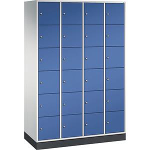 C+P INTRO stalen lockerkast, vakhoogte 285 mm, b x d = 1220 x 500 mm, 24 vakken, kastframe lichtgrijs, deuren gentiaanblauw