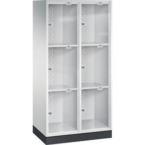 C+P INTRO Stahl-Schließfachschrank mit Acrylglastür, HxBxT 1750 x 820 x 500 mm, Fachhöhe 510 mm, 6 Fächer, Korpus lichtgrau