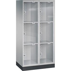 C+P INTRO Stahl-Schließfachschrank mit Acrylglastür, HxBxT 1750 x 820 x 500 mm, Fachhöhe 510 mm, 6 Fächer, Korpus weißaluminium