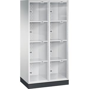 C+P INTRO Stahl-Schließfachschrank mit Acrylglastür, HxBxT 1750 x 820 x 500 mm, Fachhöhe 380 mm, 8 Fächer, Korpus lichtgrau
