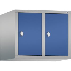 C+P Opzetkast CLASSIC, 2 afdelingen, afdelingsbreedte 300 mm, blank aluminiumkleurig / gentiaanblauw