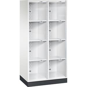 C+P INTRO Stahl-Schließfachschrank mit Acrylglastür, HxBxT 1750 x 820 x 500 mm, Fachhöhe 380 mm, 8 Fächer, Korpus reinweiß