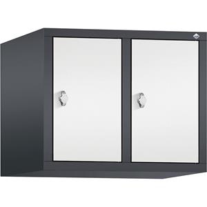 C+P CLASSIC Aufsatzschrank, 2 Abteile, Abteilbreite 300 mm, schwarzgrau / verkehrsweiß