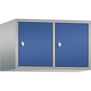 C+P CLASSIC Aufsatzschrank, 2 Abteile, Abteilbreite 400 mm, weißaluminium / enzianblau