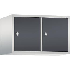 C+P CLASSIC Aufsatzschrank, 2 Abteile, Abteilbreite 400 mm, lichtgrau / schwarzgrau