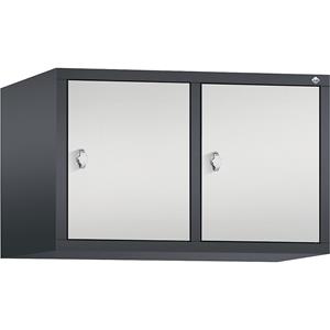 C+P CLASSIC Aufsatzschrank, 2 Abteile, Abteilbreite 400 mm, schwarzgrau / lichtgrau