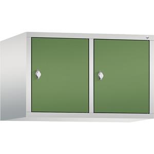 C+P CLASSIC Aufsatzschrank, 2 Abteile, Abteilbreite 400 mm, lichtgrau / resedagrün