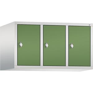 C+P CLASSIC Aufsatzschrank, 3 Abteile, Abteilbreite 300 mm, lichtgrau / resedagrün