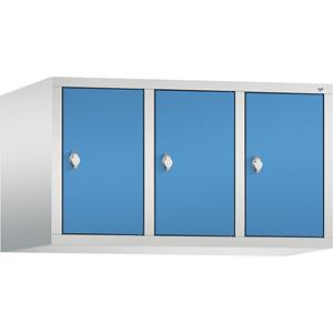 C+P CLASSIC Aufsatzschrank, 3 Abteile, Abteilbreite 300 mm, lichtgrau / lichtblau