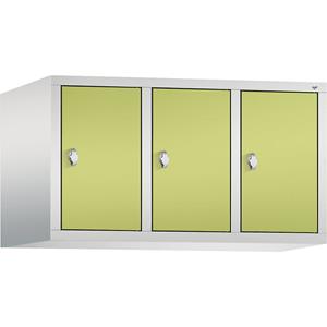 C+P CLASSIC Aufsatzschrank, 3 Abteile, Abteilbreite 300 mm, lichtgrau / viridingrün