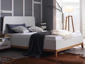 Mobistoxx Bed CARLINO 160x200 cm wit/eik massief