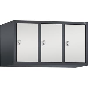 C+P CLASSIC Aufsatzschrank, 3 Abteile, Abteilbreite 300 mm, schwarzgrau / lichtgrau