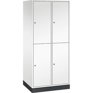 C+P Lockerkast met twee verdiepingen Intro, 2 compartimenten, zuiver wit, b x d = 820 x 600 mm