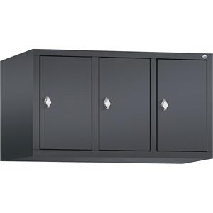 C+P CLASSIC Aufsatzschrank, 3 Abteile, Abteilbreite 300 mm, schwarzgrau